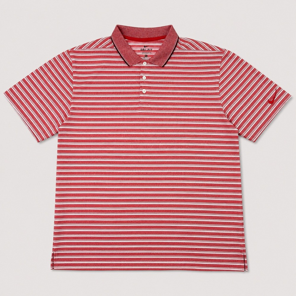 Nike Dri-FIT Golf Polo Shirt Mens XXL Red Striped Performance Standard Fit